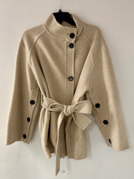 ba&sh Jackets & Blazers - Ba&sh Beige Belted Wool-Blend Coat Jacket Lourthney Coat size Medium NWT
